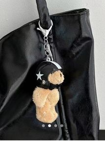 Cute Teddy Bear Keychain with Helmet