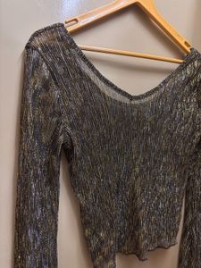 Sparkly Lurex Striped Long Sleeve Top