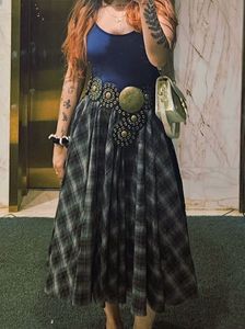Chic Plaid Midi Skirt