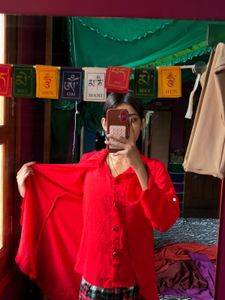 Bright Red Button-Down Shirt