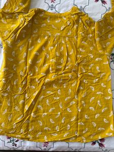 Honey Mustard Yellow Feather Print Top
