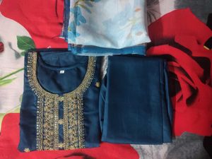 Elegant Teal Kurta with Gold Embroidery