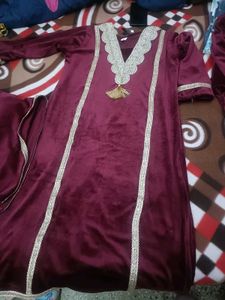 Party Wear Velvet Suit With Pant &amp; Dupatta In