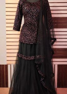 Sparkling Black Tiered Lehenga