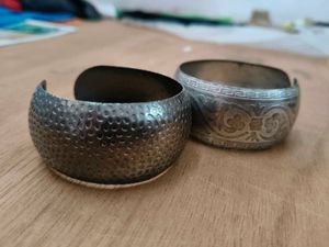 Ethnic Silver Tone Bracelets (Set of 2)