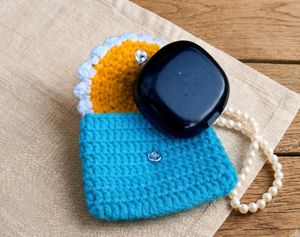 Handmade Crochet Clutch Bag with Pearls