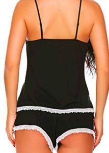 Black Lace Pajama Sexy Shorts Set