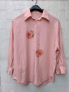New with tag Charming Pink Floral Embroidered Shir