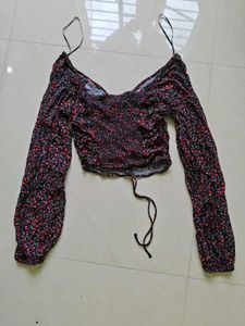 Floral Long Sleeve Crop Top