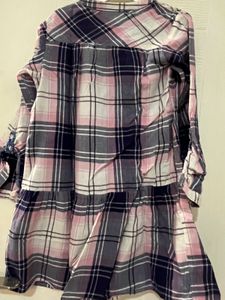 Checker pattern Shirt Dress By Coolclub