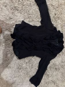 Elegant Black Ruffled Top