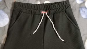 Black Ribbed Cargo Pants