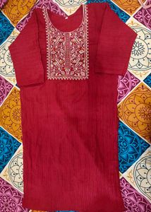 Embroidered Red Kurti