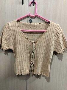 Chic Knit Button-Up Cropped Top
