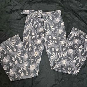 low waist y2k Print Flare Pants bootcut