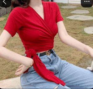 Red Wrap Around Crop Top