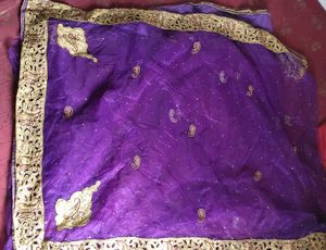Gorgeous Purple Embroidered net  Saree