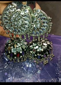 Mirror Work Jhumka Earrings &amp;Stude