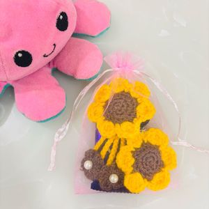 Handmade Sunflower Hair Clips &amp; Keychain Set