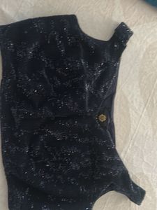 Sparkling Navy Blue Sequin off shoulderBlouse
