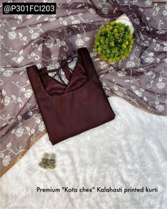 Premium Kota Chex Kalamkari Kurta,Dupatta