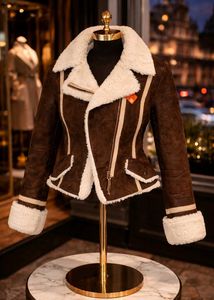 Women Shearling Aviator Suede Jacket