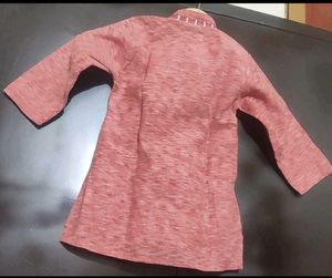 Pink Kurta White Pajami Set For 6-9 Month Baby