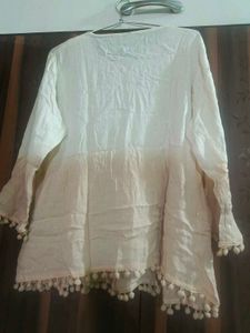 Embroidered Kurta with Tassels &amp; Pom-Poms