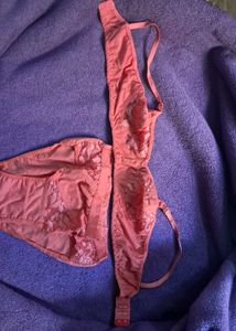 Lace Trimmed Pink Bra