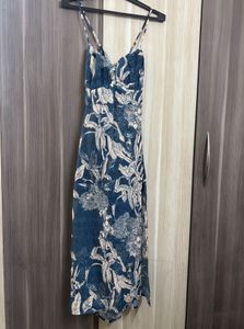 Floral printed dress slit cut
