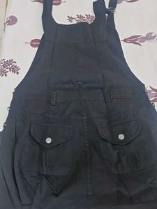 Black Pinafore Dress with Pockets
