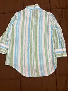 Blue green Striped Button-Down Shirt