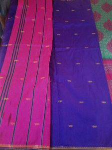Vibrant Purple Saree with Gold Border