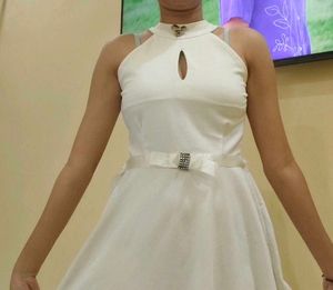 White Halter Dress with Bow