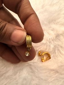 Gold Tone Drop Earrings with Crystal Accents