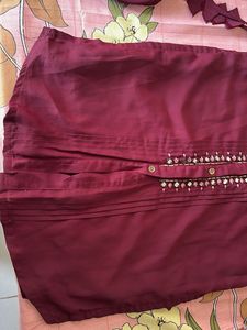 Maroon Embroidered Kurta Set with Dupatta