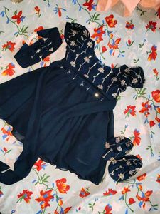 Elegant Dark Blue Girls' Party Dress