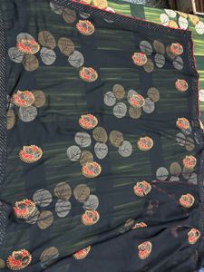 Elegant Black Saree with Peacock Embroidery