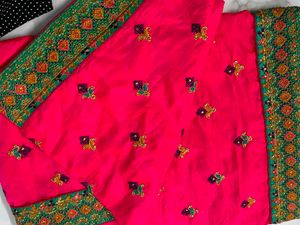 Vibrant Pink Embroidered Silk Saree