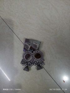 Silver Mirror Jhumka Earrings
