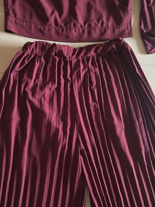Maroon Pleated Co-ord Set