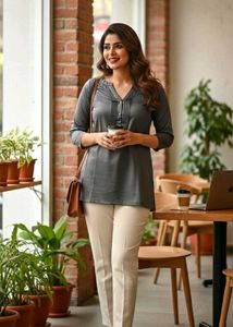 Charcoal Gray Tunic Top Or Shirt