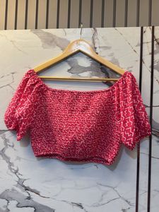 Cute Pink Smocked Crop Top