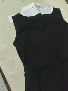 Sleeveless Black Dress with White Collar