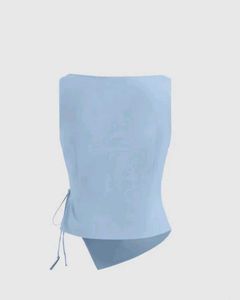Stylish Blue Sleeveless Wrap Top