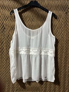 White Lace Detail Tank Top