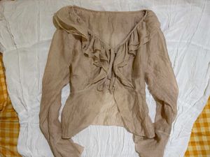 Chic Ruffled Cream Blouse