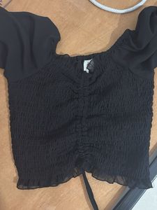 Chic Black Smocked Top