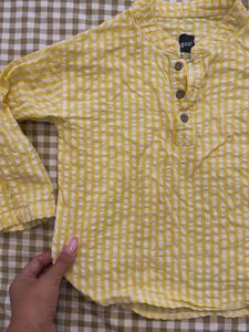 Yellow Checkered Long Sleeve Top