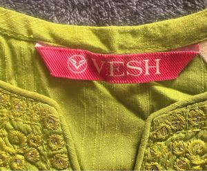 Embroidered Lime Green Silk Kurta